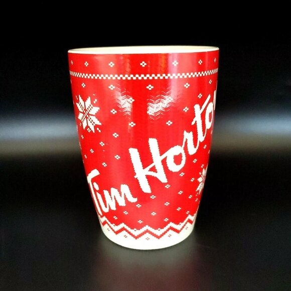 Tim Horton's Snowflake Sweater Mug 2015 Red & White Limited Edition Coffee Cup - Picture 2 of 12